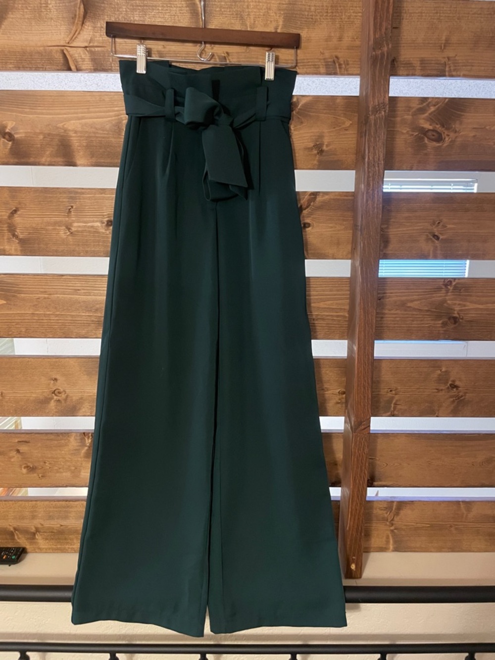 Petal & Pup Emerald High-Waist Tie-Waist Wide Leg Pants paperbag pant - Picture 2 of 6